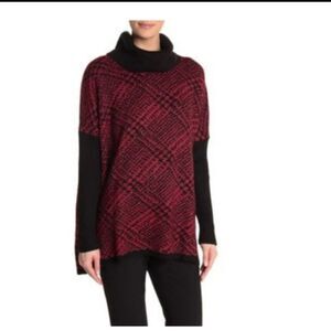 Joseph A Red Turtleneck Plaid Sweater size XS